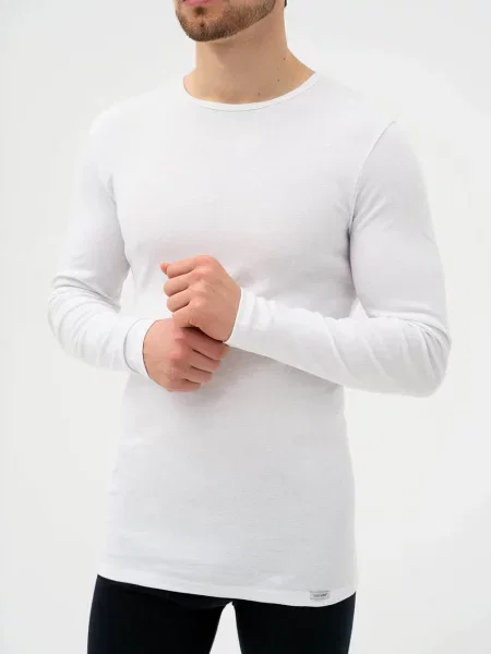 Мужской лонгслив Ribbed білий