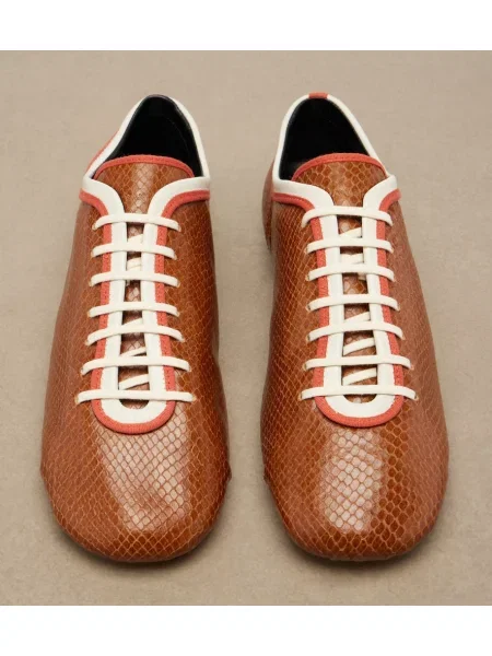 Sneakerși Dries Van Noten din piele cu model piele de șarpe maro