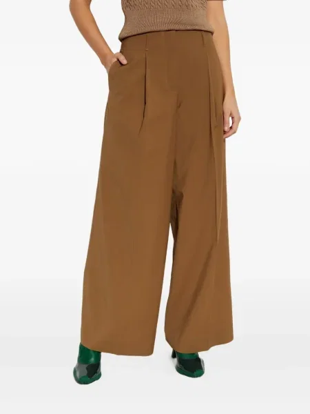 Pantaloni Lacoste plisate maro