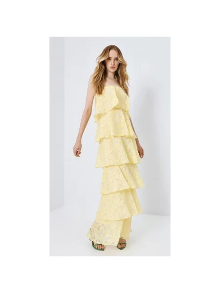 ACCESS FASHION Sukienki Kobieta S Len Devore Belted Strap Maxi Dress żółty