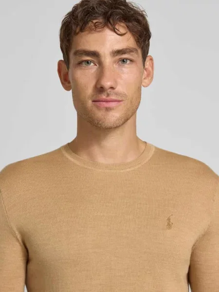 Polo Ralph Lauren sweter wełniany szary lekki brązowy