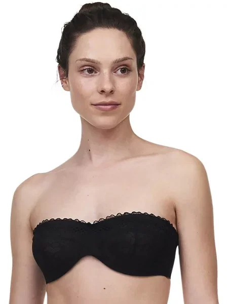 Кружевной бюстгальтер балконет чорний