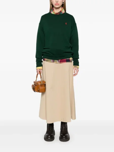 Iš natūralios odos mažas polo marškinėliai Polo Ralph Lauren dvieiliai juoda