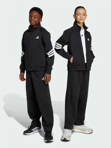 Костюмный спортивный костюм Adidas в полоску черный