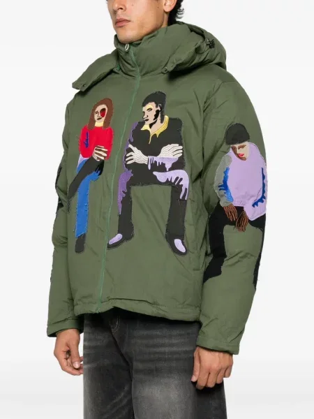 Geacă Kidsuper cu broderie cu glugă verde