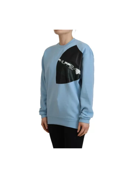 Bluza Philippe Model elegancka z długim rękawem z nadrukiem niebieska