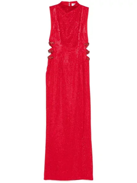 Rochie maxi Self-portrait din crep de costum roșu