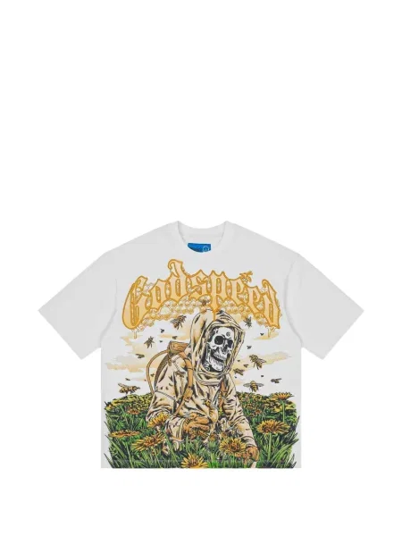 Tricou Godspeed cu imagine alb