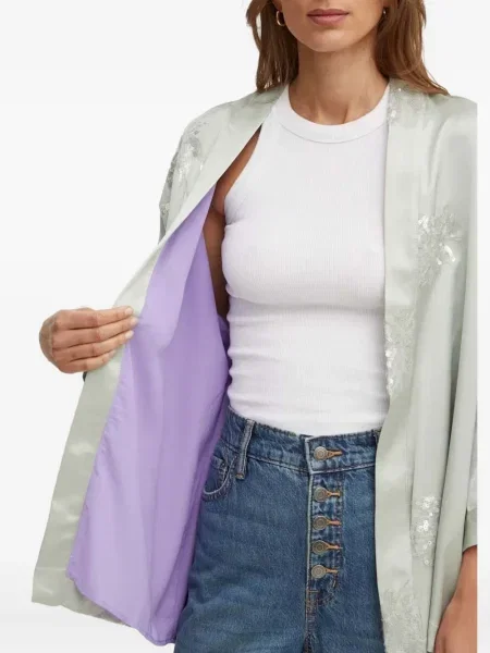 Top Sandro Ferrone cu paiete din satin gri