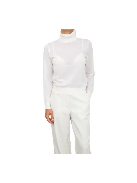 Sweter z golfem Armani Exchange wełniany beżowy