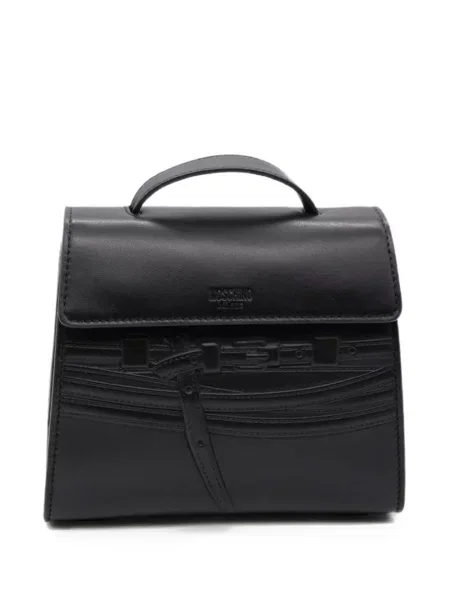 Geantă shopper Moschino din piele cu legături negru