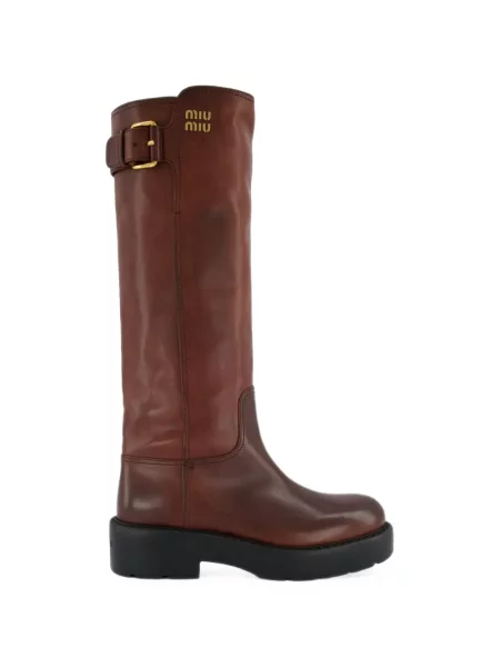Botine Miu Miu din piele maro