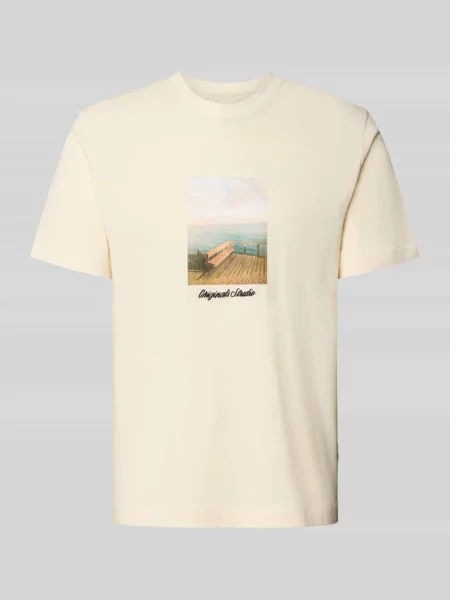 T-shirt z okrągłym dekoltem model ‘JORNORREBRO’ Jack & Jones biała