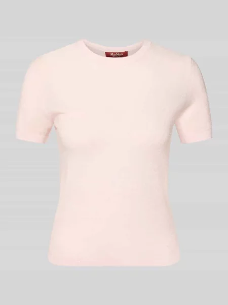 Koszulka z dzianiny o kroju regular fit z mieszanki jedwabiu i wełny model „MSTLEPRE” Max Mara Studio różowa