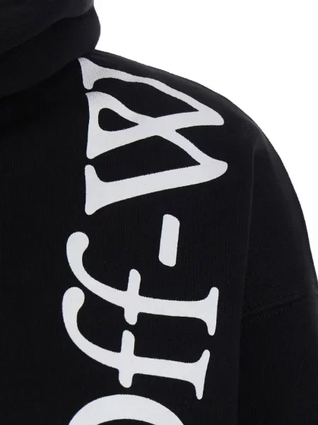 Hanorac cu glugă Off-white cu imagine alb