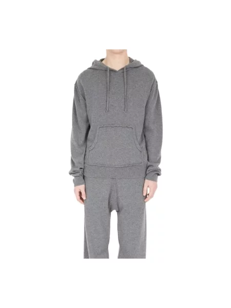 Bluza z kapturem Maison Margiela wełniana z kapturem szara