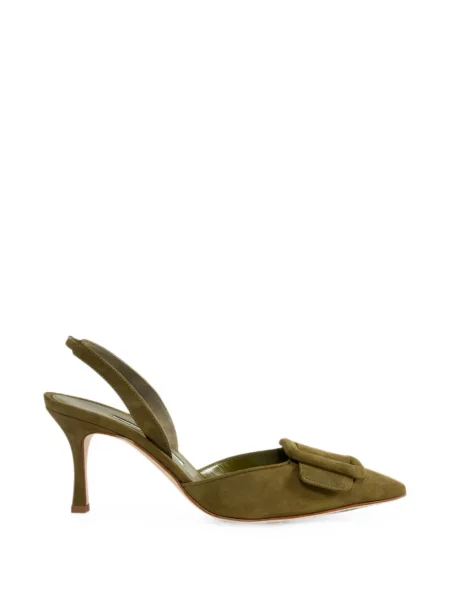 Papuci tip mules Manolo Blahnik cu cataramă verde