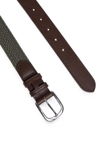 Cu centură curea Hackett London din piele țesută verde