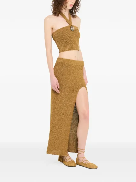 Top Alanui cu gât halter maro