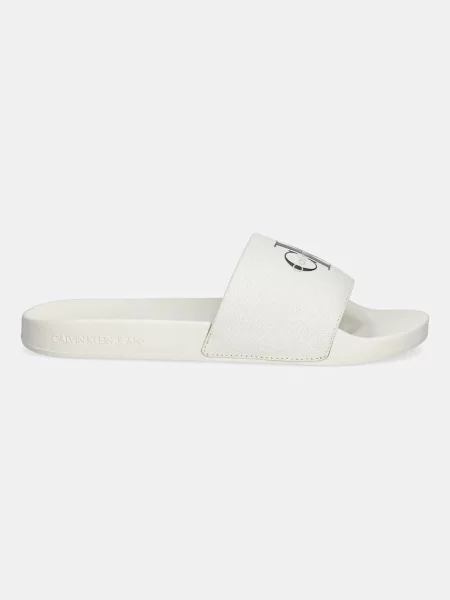Calvin Klein Jeans Šľapky Slide Monologo Cv Biela béžová