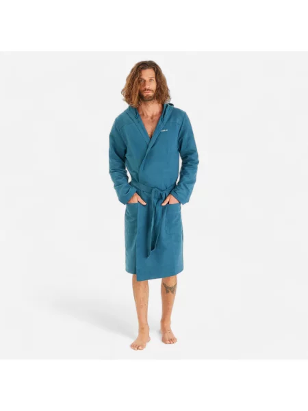 Szlafrok z mikrofibry na basen Decathlon Compact niebieski
