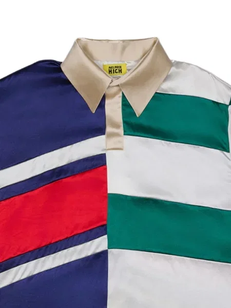 Μεταξωτό polo Melrose High μπλε