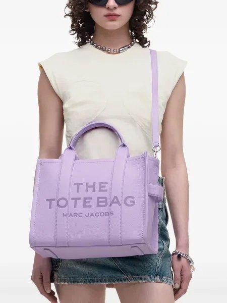 Iš natūralios odos odinė rankinė Marc Jacobs violetinė