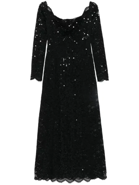 Rochie maxi Rabanne cu broderie din dantelă de costum negru