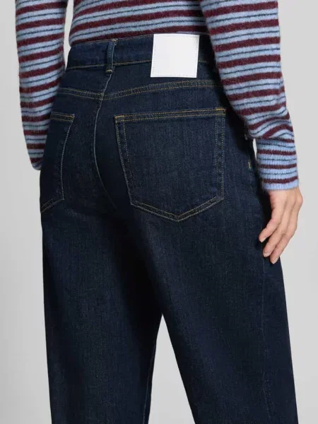 Jeansy typu barrel z mieszanka bawełny model Mari Cosmo' Opus Pants granatowe