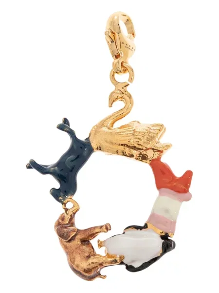 Pandantiv Marni cu imprimeu animal print auriu