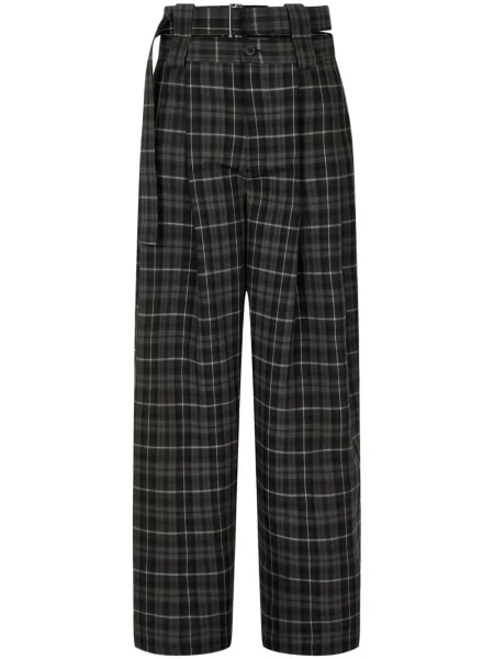 Cu centură pantaloni Studio Tomboy în carouri negru