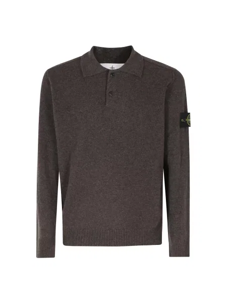 Sweter Stone Island wełniany z kamieniami brązowy