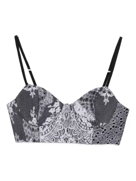 Top Quetsche din dantelă negru