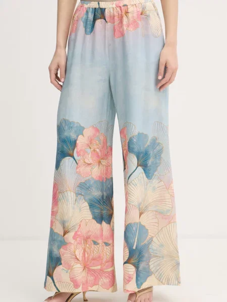 Gaudi pantaloni straight pentru femei din in albastru