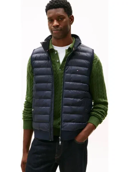TOMMY HILFIGER Vestă ESS bleumarin / roșu alb