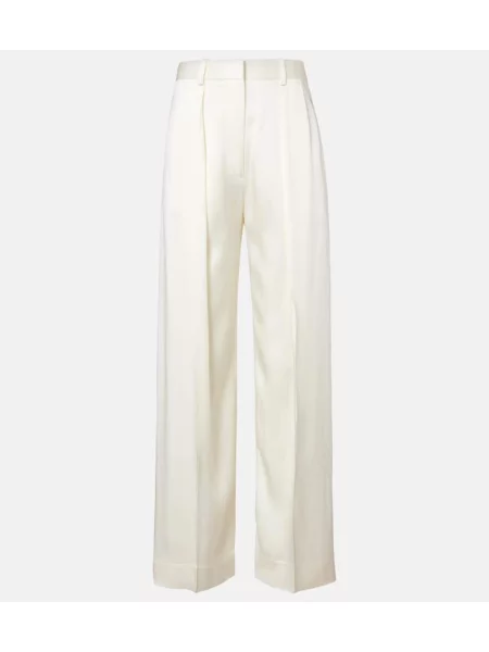 Pantaloni Victoria Beckham din satin alb