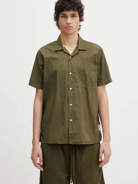 Barbour cămașă din Barbour Holywell Poplin S/S Relaxed Fit Shirt cu guler clasic relaxed verde
