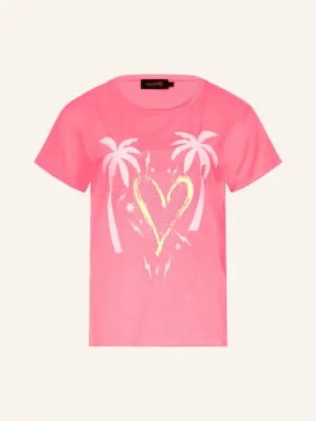 Miss Goodlife Koszulka Z Kamieniami Ozdobnymi pink różowa