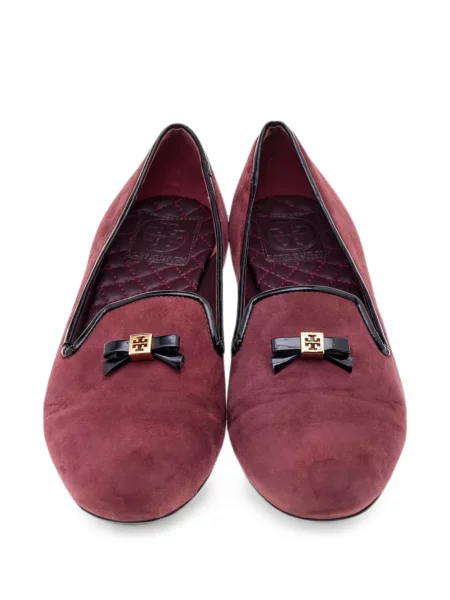 Pantofi loafer Tory Burch cu funde din piele de căprioară roșu