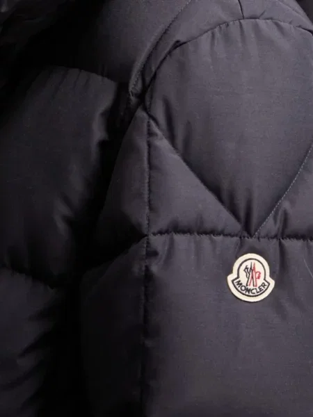 Lung geacă cu puf Moncler cu glugă negru