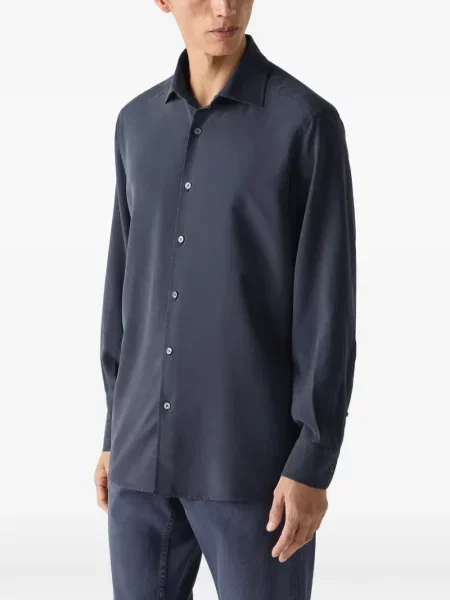 Cămașă Zegna de mătase albastru