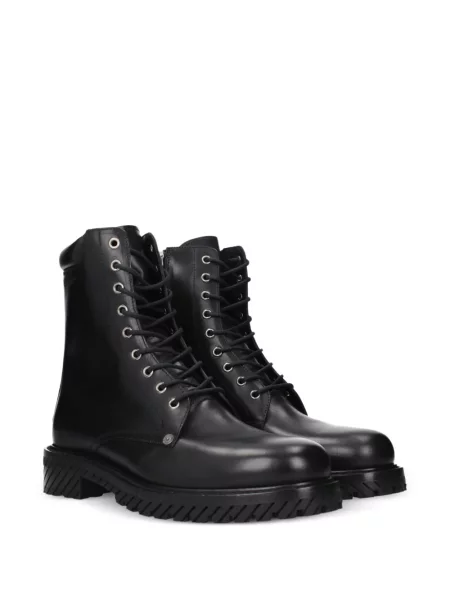 Fűzős bőr bokacsizma Off-white fehér