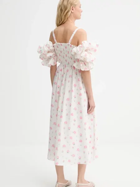 Льняна сукня The Sleeper maxi розкльошена бежевий