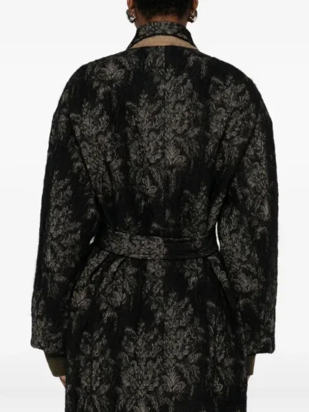 Palton Uma Wang cu model floral negru