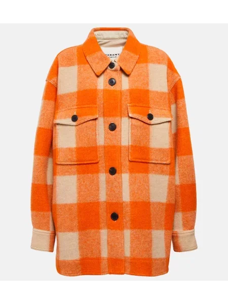 Geacă Marant Etoile în carouri portocaliu