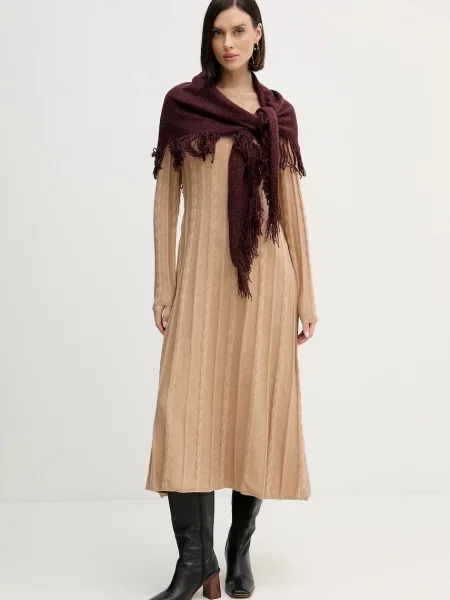 Pedro del Hierro sukienka midi rozkloszowana beżowy