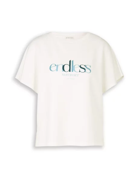 TOM TAILOR Tricou cyan / albastru deschis / verde pin alb