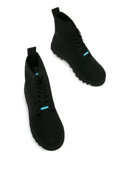 Botine Native cu șireturi din dantelă negru