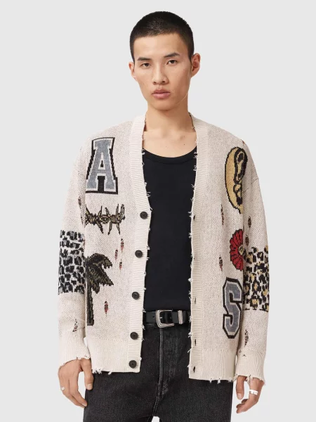 AllSaints kardigan z dodatkom volne FOXX bela