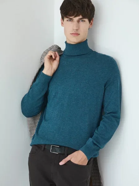 Пуловер Medicine мъжки тюркоазено от лека материя с поло